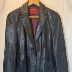 COLE HAAN | City Vintage Y2K Black 100% Lambskin Leather Blazer Jacket | Sz 6